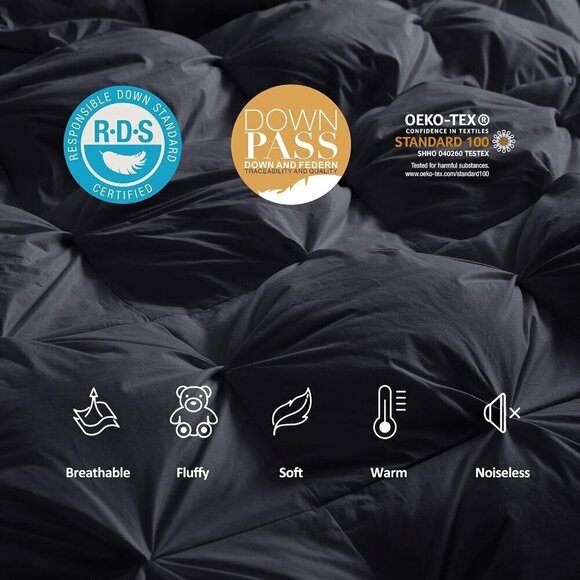 Luxurious Black  Goose Down Feather Exquisite Black Pinch Pleat Design - Picture 5 of 7